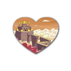 Animated Castle Illustration Adventure Time Cartoon Nature Rubber Coaster (heart) by Sarkoni