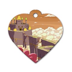 Animated Castle Illustration Adventure Time Cartoon Nature Dog Tag Heart (two Sides) by Sarkoni