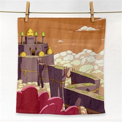 Animated Castle Illustration Adventure Time Cartoon Nature Face Towel by Sarkoni