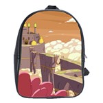 Animated Castle Illustration Adventure Time Cartoon Nature School Bag (Large) Front