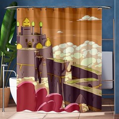 Animated Castle Illustration Adventure Time Cartoon Nature Shower Curtain 60  X 72  (medium)  by Sarkoni