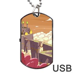 Animated Castle Illustration Adventure Time Cartoon Nature Dog Tag Usb Flash (one Side) by Sarkoni