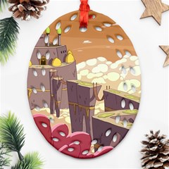 Animated Castle Illustration Adventure Time Cartoon Nature Ornament (oval Filigree) by Sarkoni