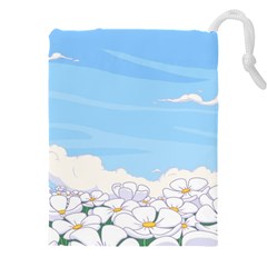 White Petaled Flowers Illustration Adventure Time Cartoon Drawstring Pouch (5xl) by Sarkoni