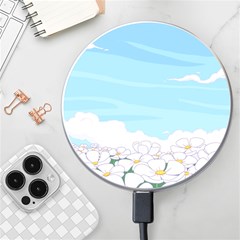 White Petaled Flowers Illustration Adventure Time Cartoon Wireless Fast Charger(white) by Sarkoni