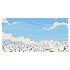 White Petaled Flowers Illustration Adventure Time Cartoon Banner And Sign 4  X 2  by Sarkoni