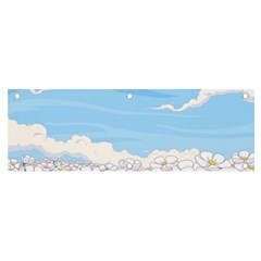 White Petaled Flowers Illustration Adventure Time Cartoon Banner And Sign 6  X 2  by Sarkoni