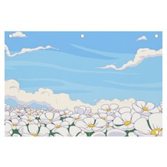 White Petaled Flowers Illustration Adventure Time Cartoon Banner And Sign 6  X 4  by Sarkoni