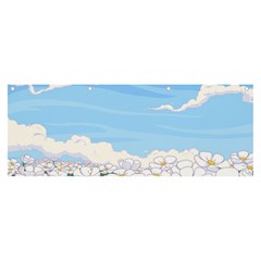 White Petaled Flowers Illustration Adventure Time Cartoon Banner And Sign 8  X 3  by Sarkoni