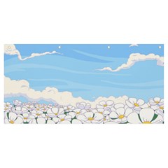 White Petaled Flowers Illustration Adventure Time Cartoon Banner And Sign 8  X 4  by Sarkoni