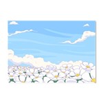 White Petaled Flowers Illustration Adventure Time Cartoon Crystal Sticker (A4) Front