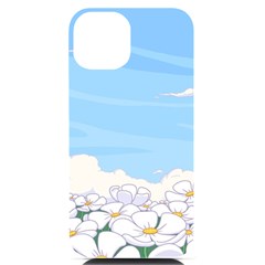 White Petaled Flowers Illustration Adventure Time Cartoon Iphone 14 Black Uv Print Case by Sarkoni