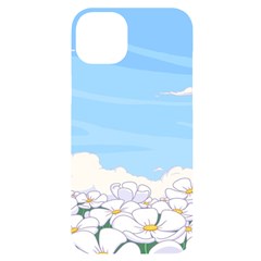 White Petaled Flowers Illustration Adventure Time Cartoon Iphone 14 Plus Black Uv Print Case by Sarkoni