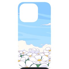 White Petaled Flowers Illustration Adventure Time Cartoon Iphone 14 Pro Black Uv Print Case by Sarkoni