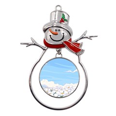 White Petaled Flowers Illustration Adventure Time Cartoon Metal Snowman Ornament by Sarkoni