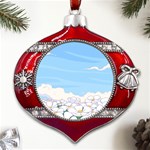 White Petaled Flowers Illustration Adventure Time Cartoon Metal Snowflake And Bell Red Ornament Front