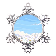 White Petaled Flowers Illustration Adventure Time Cartoon Metal Large Snowflake Ornament by Sarkoni