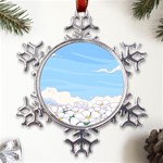 White Petaled Flowers Illustration Adventure Time Cartoon Metal Large Snowflake Ornament Front