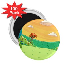 Green Field Illustration Adventure Time Multi Colored 2 25  Magnets (100 Pack)  by Sarkoni