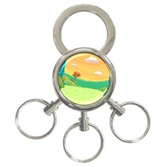 Green Field Illustration Adventure Time Multi Colored 3-ring Key Chain by Sarkoni