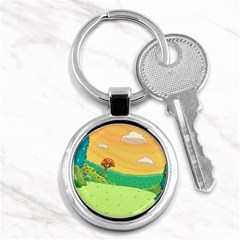 Green Field Illustration Adventure Time Multi Colored Key Chain (round) by Sarkoni