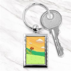 Green Field Illustration Adventure Time Multi Colored Key Chain (rectangle) by Sarkoni