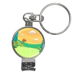 Green Field Illustration Adventure Time Multi Colored Nail Clippers Key Chain by Sarkoni