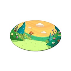 Green Field Illustration Adventure Time Multi Colored Sticker (oval) by Sarkoni