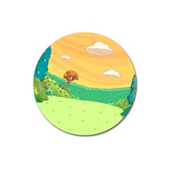 Green Field Illustration Adventure Time Multi Colored Magnet 3  (round) by Sarkoni