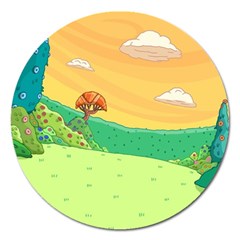 Green Field Illustration Adventure Time Multi Colored Magnet 5  (round) by Sarkoni