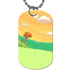 Green Field Illustration Adventure Time Multi Colored Dog Tag (two Sides) by Sarkoni