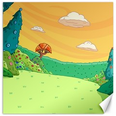 Green Field Illustration Adventure Time Multi Colored Canvas 20  X 20  by Sarkoni