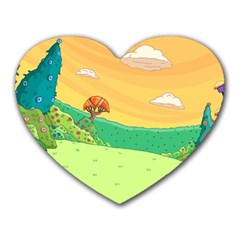 Green Field Illustration Adventure Time Multi Colored Heart Mousepad by Sarkoni