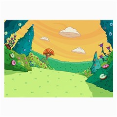 Green Field Illustration Adventure Time Multi Colored Large Glasses Cloth by Sarkoni