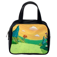 Green Field Illustration Adventure Time Multi Colored Classic Handbag (one Side) by Sarkoni