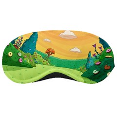 Green Field Illustration Adventure Time Multi Colored Sleep Mask by Sarkoni