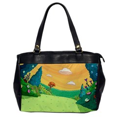 Green Field Illustration Adventure Time Multi Colored Oversize Office Handbag by Sarkoni