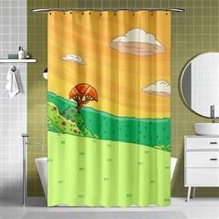 Green Field Illustration Adventure Time Multi Colored Shower Curtain 48  X 72  (small)  by Sarkoni