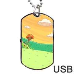 Green Field Illustration Adventure Time Multi Colored Dog Tag Usb Flash (one Side) by Sarkoni