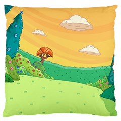 Green Field Illustration Adventure Time Multi Colored Standard Premium Plush Fleece Cushion Case (one Side) by Sarkoni