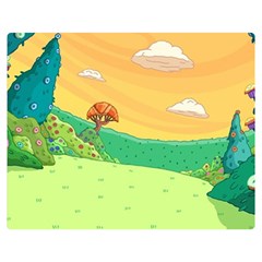 Green Field Illustration Adventure Time Multi Colored Two Sides Premium Plush Fleece Blanket (medium) by Sarkoni