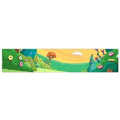 Green Field Illustration Adventure Time Multi Colored Small Premium Plush Fleece Scarf by Sarkoni