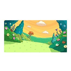 Green Field Illustration Adventure Time Multi Colored Satin Wrap 35  X 70  by Sarkoni