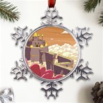 Animated Castle Illustration Adventure Time Cartoon Nature Metal Large Snowflake Ornament Front