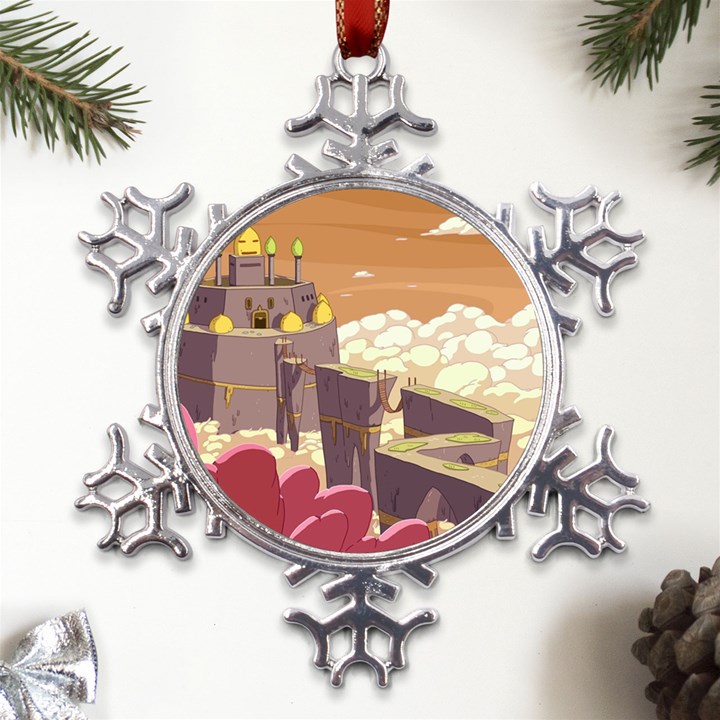 Animated Castle Illustration Adventure Time Cartoon Nature Metal Large Snowflake Ornament