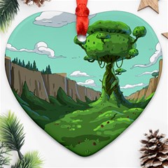 Adventure Time Cartoon Green Color Nature  Sky Ornament (heart) by Sarkoni