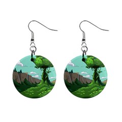 Adventure Time Cartoon Green Color Nature  Sky Mini Button Earrings by Sarkoni