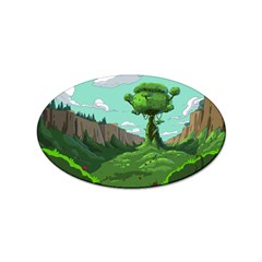 Adventure Time Cartoon Green Color Nature  Sky Sticker (oval) by Sarkoni