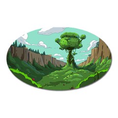 Adventure Time Cartoon Green Color Nature  Sky Oval Magnet by Sarkoni