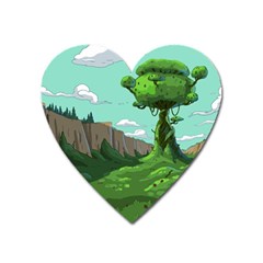 Adventure Time Cartoon Green Color Nature  Sky Heart Magnet by Sarkoni